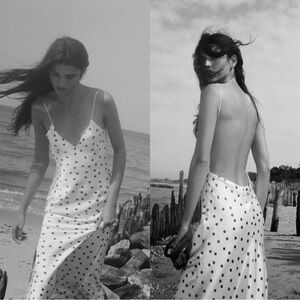 Zara Satin Polka Dot Midi Dress